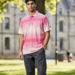 NEW YATTA Golf Polo Shirt Men’s Size Large Peach Ombré short sleeve NWT